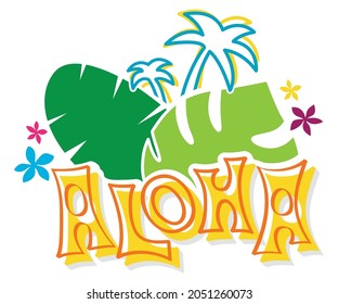 Aloha Design | Vector Hawaiian Graphic | Tropical Clipart | Poster and Sign Resource | T-Shirt Layout