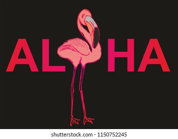 Aloha flamingo graphic design vector art