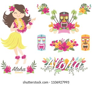 Aloha Flower Hawaiian Girl Tiki God
