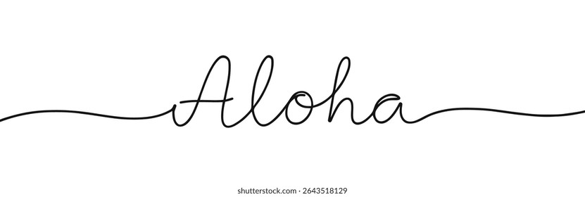 Aloha saudação inscrição contínua um desenho de linha com palavra. Desenho minimalista da ilustração de frase.