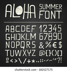 ALOHA HAND DRAWN FONT for seasonal posters or other works on chalkboard background