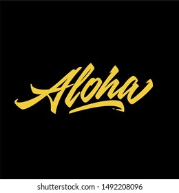 aloha hand lettering logo design