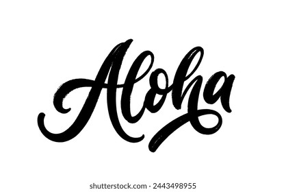 Aloha - handwritten lettering design. Vector hand drawn calligraphy text, isolated on white background.