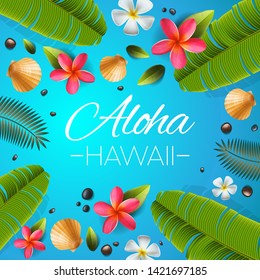 Aloha Hawaii Background Tropical Plants Leaves Stock Vector (Royalty ...