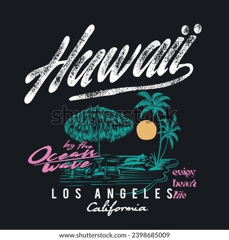 Aloha Hawaii beach Los Angeles California , Beach Party for night view, Tropical beach T-shirt Print Artwork, 