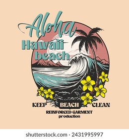 Aloha Hawaii beach vector illustration design for fashion graphics and t shirt prints.