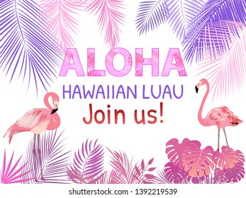 Aloha Hawaii. Best creative pink design for poster, flyer, presentation. Vector background.