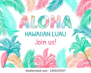 Aloha Hawaii. Best creative pink design for poster, flyer, presentation. Vector background.