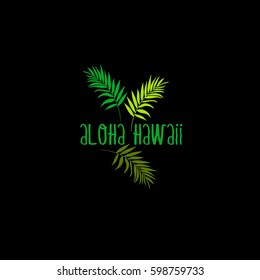 Aloha Hawaii Creative Vector Design Element. Palm leaves
