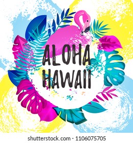 Aloha Hawaii Greeting Banner Tropical Palm Stock Vector (Royalty Free ...