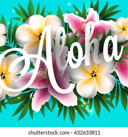 Aloha Hawaii Hand Lettering Hibiscus Pink Stock Vector (Royalty Free ...