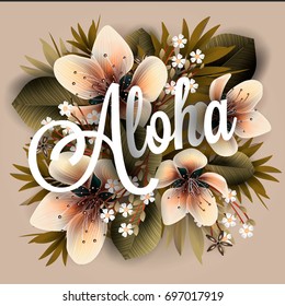 Aloha Hawaii Hand Lettering Hibiscus Plumeria Stock Vector (Royalty ...