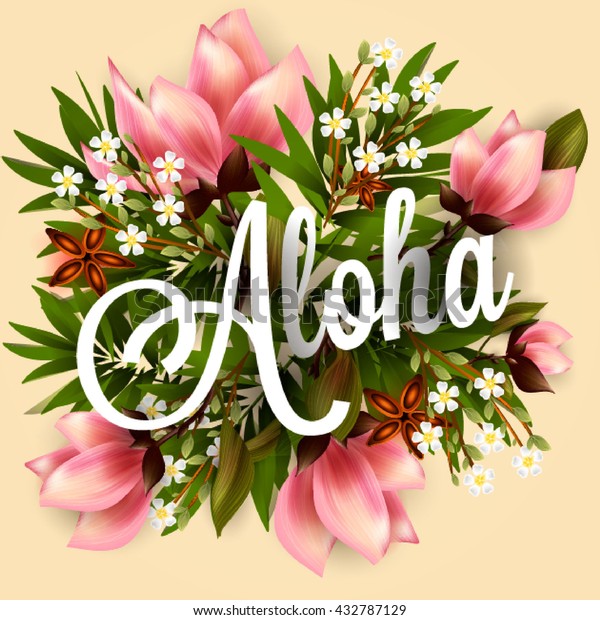 Aloha Hawaii Hand Lettering Hibiscus Pink Stock Vector (Royalty Free ...