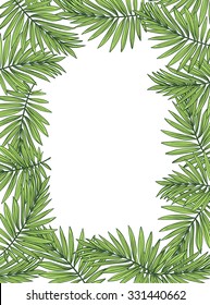 Aloha Hawaii illustration, palm leaves on the white background