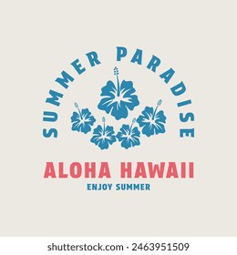 Aloha hawaii logo design with hibiscus design vector concept