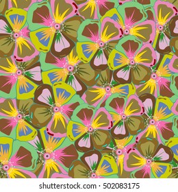 Aloha Hawaii, Luau Party invitation background with abstract multicolor flowers. Aloha T-Shirt design. Best creative design for poster, flyer, presentation. Vector seamless pattern.