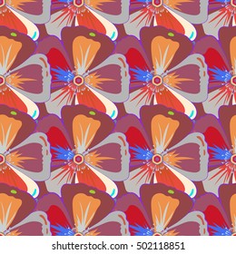 Aloha Hawaii, Luau Party invitation background with abstract multicolor flowers. Aloha T-Shirt design. Best creative design for poster, flyer, presentation. Vector seamless pattern.