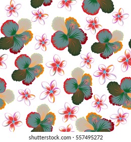 Aloha Hawaii, Luau Party invitation on white background with multicolored hibiscus flowers. Best creative design for poster, flyer, presentation. Vector. Aloha T-Shirt design.