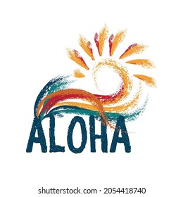 Aloha Hawaii Print Vector.  Aloha Illustration.