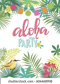 Aloha Hawaii Summer beach card. Vector illustration