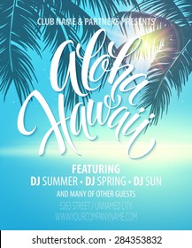 Aloha Hawaii  Summer Beach Party Poster. Vector Illustration EPS 10