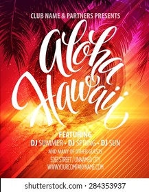 Aloha Hawaii  Summer Beach Party Poster. Vector Illustration EPS 10