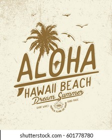 Aloha. Hawaii  summer concept tee print design. Typography t-shirt design