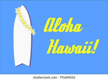 Aloha Hawaii! Surfing vector postcard, poster, flyer illustration, minimalism eps 8