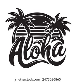 Aloha Hawaii T-Shirt Design. Vector illustration on white background