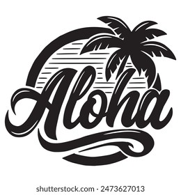 Diseño de camiseta de Aloha Hawaii. Ilustración vectorial aislada sobre fondo blanco