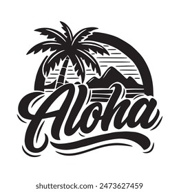 Aloha Hawaii T-Shirt Design. Vektorillustration isoliert