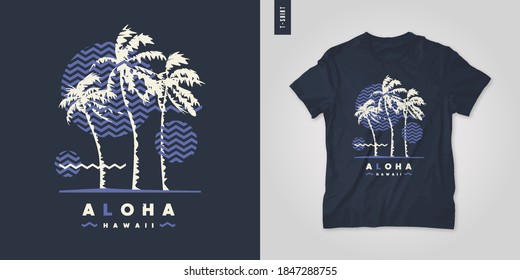 Aloha Hawaii. T-shirt geometric vector design, poster, print, template.