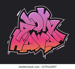 Aloha Hawaii vector text. Graffiti style hand drawn lettering. Can be used for printing on t shirt and souvenirs. Posters, banners, cards, flyers, stickers. Street art design.