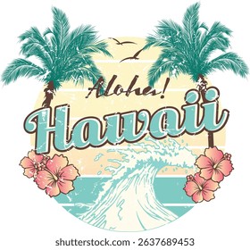 Aloha Hawaii Vintage Shirt Design vector