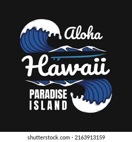Aloha hawaii waves surfing vector illustration for your company or brand