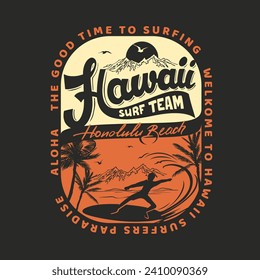 Aloha hawaii Wellen surfen Vektorgrafik, T-Shirt-Grafik.