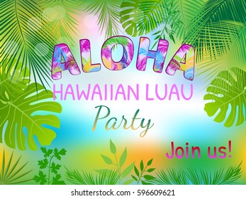 Aloha Hawaiian Party Template Invitation Stock Vektorgrafik Lizenzfrei