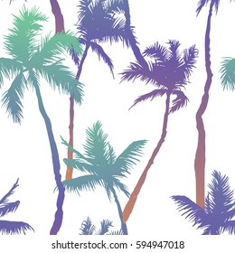 Aloha Hawaiian Seamless Background Pattern. Tropical Palm hand drawn illustration.