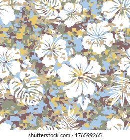 Aloha Hawaiian Shirt Camouflage Seamless Background Pattern 