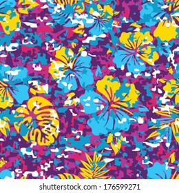 Aloha Hawaiian Shirt Camouflage Seamless Background Pattern 