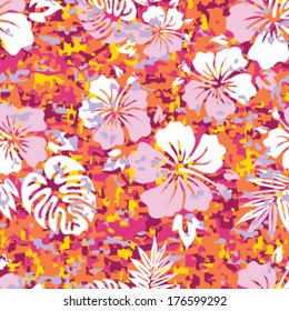 Aloha Hawaiian Shirt Camouflage Seamless Background Pattern 