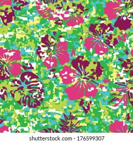 Aloha Hawaiian Shirt Camouflage Seamless Background Pattern 