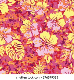 Aloha Hawaiian Shirt Camouflage Seamless Background Pattern 