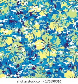 Aloha Hawaiian Shirt Camouflage Seamless Background Pattern 