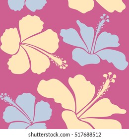 Aloha Hawaiian Shirt vector Hibiscus Pattern In beige, pink and gray Colors.