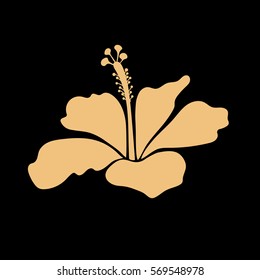 Aloha hawaiian shirt vector icon. Isolated single beige on black Hibiscus Icon.