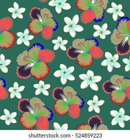 Aloha Hawaiian Shirt vector seamless Hibiscus Pattern In neutral, blue and violet Colors.