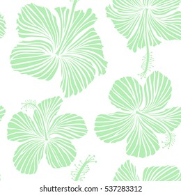 Aloha Hawaiian Shirt vector seamless Hibiscus Pattern On white Background in neutral Colors.