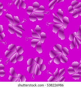 Aloha hawaiian shirt vector seamless pattern. Purple, pink and magenta Hibiscus seamless background.