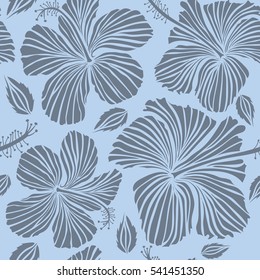 Aloha hawaiian shirt vector seamless pattern. Neutral Hibiscus seamless background.